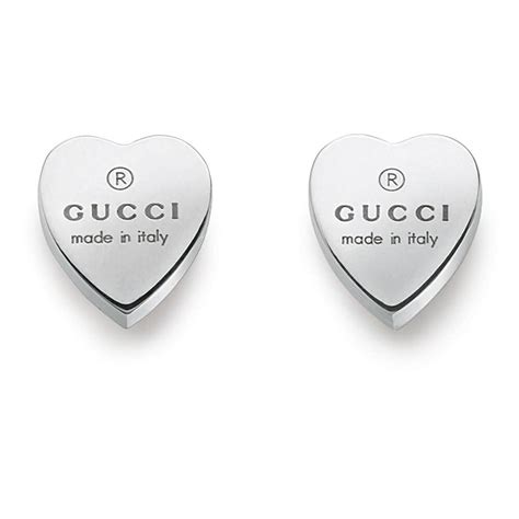 gucci trademark heart silver stud earrings